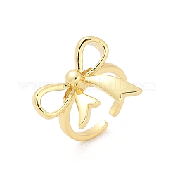 Hollow Bowknot Brass Open Cuff Rings for Women&nbsp;RJEW-G343-21G