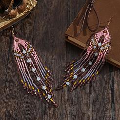 Handmade Glass Seed Beads Tassel Dangle Earrings&nbsp;TU7843