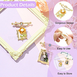 2Pcs 2 Styles Square & Rectangle with Flower Alloy ABS Imitation Pearl Brooch&nbsp;JEWB-CJ0001-92