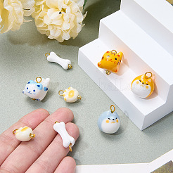 8Pcs Animals Handmade Porcelain Pendants&nbsp;PALLOY-SW00146