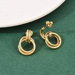 304 Stainless Steel Twist Ring Stud Earrings&nbsp;EJEW-P324-05G