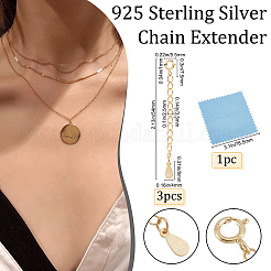 3Pcs 925 Sterling Silver Chain Extender&nbsp;FIND-BBC0001-26G