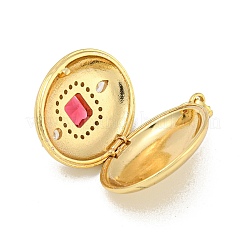 Brass Cubic Zirconia Locket Pendants&nbsp;KK-N254-93C-G