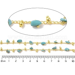 Brass & Synthetic Turquoise Link Chain&nbsp;CHC-A009-01G