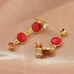 Brass Micro Pave Clear Cubic Zirconia Dangle Stud Earrings&nbsp;EJEW-M077-10G-01