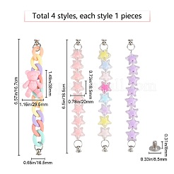 1 Set Resin Curb Chain & 3Pcs 3 Colors Plastic Star Beaded Chain for DIY Keychains&nbsp;MOBA-GF0001-02