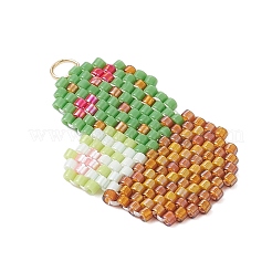 5Pcs 5 Styles Glass Seed Beaded Cactus Pendants&nbsp;PALLOY-MZ00937