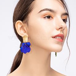 4 Pairs 4 Colors Exquisite Acrylic Petaline Dangle Stud Earrings&nbsp;EJEW-AN0002-10
