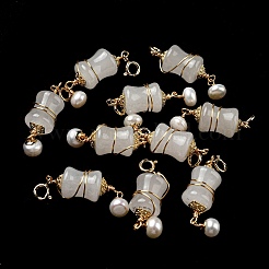 Natural Quartz Bamboo Stick Copper Wire Wrapped Pendant Decorations&nbsp;G-R489-32G