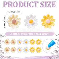 150Pcs 3 Colors Opaque Resin Flower Cabochons&nbsp;CRES-NB0001-44