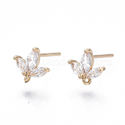 Brass Micro Cubic Zirconia Stud Earring Findings&nbsp;X-KK-N231-03-NF