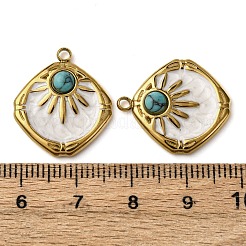 304 Stainless Steel White Enamel Pendants&nbsp;STAS-P406-03G