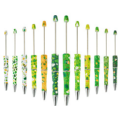 12Pcs 12 Styles Saint Patrick's Day Theme Plastic Beadable Pens&nbsp;AJEW-TA0002-11