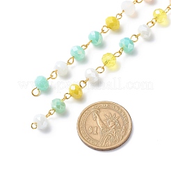 Handmade Electroplate Glass Faceted Rondelle Beaded Chains&nbsp;AJEW-JB01137-06
