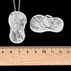 Natural Quartz Crystal Alloy Flip Flops Pendant 304 Stainless Steel Cable Chain Necklaces&nbsp;GG-CBAFD22-01A-01