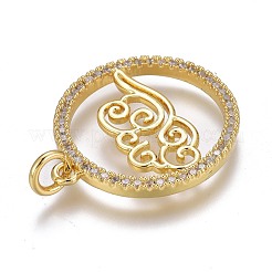 Brass Micro Pave Clear Cubic Zirconia Pendants&nbsp;ZIRC-Z008-40G