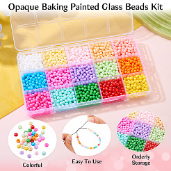 2400Pcs 15 Colors Opaque Baking Paint Glass Beads&nbsp;DGLA-TA0001-25