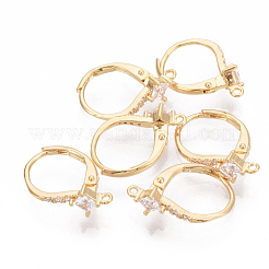 Brass Cubic Zirconia Leverback Earring Findings&nbsp;KK-S340-42G