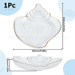 1Pc Ocean Series Transparent Gold Rim Glass Jewelry Plates&nbsp;AJEW-SC0002-79A