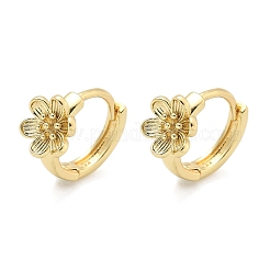 Flower Brass Hoop Earrings&nbsp;EJEW-Z102-02G