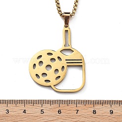 201 Stainless Steel Pickleball Paddle Pendant Box Chain Necklaces for Women Men&nbsp;NJEW-H050-01B-G