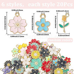 120Pcs 6 Styles Alloy Enamel Pendants&nbsp;ENAM-SC0007-03A