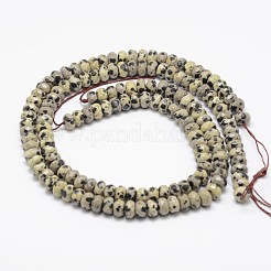 Faceted Natural Dalmatian Jasper Rondelle Beads Strands&nbsp;X-G-K090-03