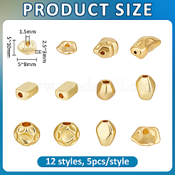 60Pcs 12 Styles Brass Beads&nbsp;KK-PH0015-25