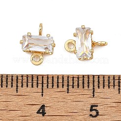 SHEGRACE Brass Pave Cubic Zirconia Rectangle Connector Charms&nbsp;XGRQ2O372-438A-G