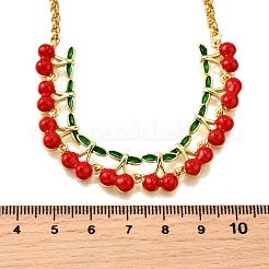 Brass Red Enamel Fruit Link Chain Necklaces&nbsp;NJEW-K287-04A-G