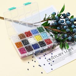 375G 15 Colors Glass Seed Beads&nbsp;SEED-JP0004-04-4mm