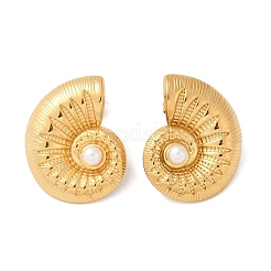 304 Stainless Steel Shell Pearl Stud Earrings&nbsp;EJEW-G423-22G