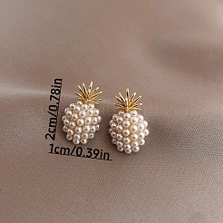 Pineapple Alloy Plastic Imitation Pearl Stud Earrings&nbsp;FS-WG66433-01