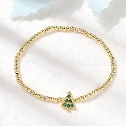 Christmas Brass Micro Pave Cubic Zirconia Link Bracelets&nbsp;LS-BJEW-K289-01B-G