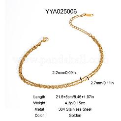 Elegant 304 Stainless Steel Double-Strand Cable Chain Anklets&nbsp;HM7489-4