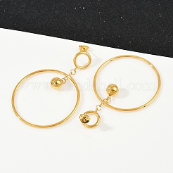 304 Stainless Steel Ring Dangle Stud Earrings&nbsp;EJEW-K268-34G