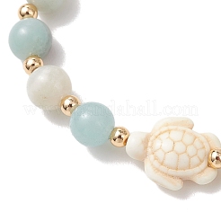 Natural Flower Amazonite & Synthetic Turquoise Stretch Bracelets&nbsp;BJEW-JB13474
