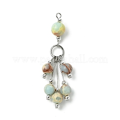 6Pcs 6 Styles Mixed Stone Round Tassel Big Pendants&nbsp;PALLOY-JF03281