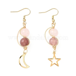 3 Pairs Gemstone Moon & Star Dangle Earrings&nbsp;EJEW-JE06707