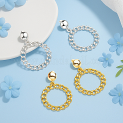 4 Pairs 2 Colors Iron & Alloy Dangle Stud Earrings&nbsp;EJEW-HY0001-58