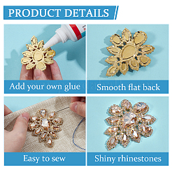 2Pcs Alloy Glass Rhinestone Cabochons&nbsp;FIND-CY0001-75