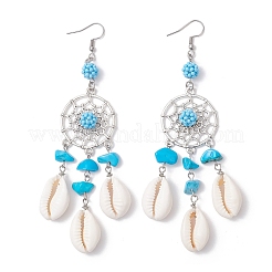 Natural Cowrie Shell Chandelier Earrings&nbsp;EJEW-MZ00642