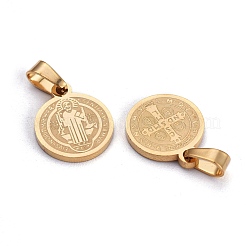Ion Plating(IP) Flat Round with San Benito & Word 304 Stainless Steel Charms&nbsp;STAS-I036-03A
