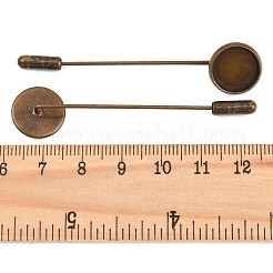 Brass Stick Lapel Pins with Flat Round Base Settings&nbsp;KK-A301-02AB