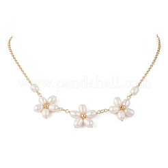 Brass Flower Link Chain Necklace&nbsp;NJEW-TA00196