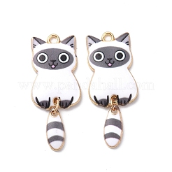 Light Gold Rack Plating Alloy Enamel Pendants&nbsp;ENAM-G210-01LG-03