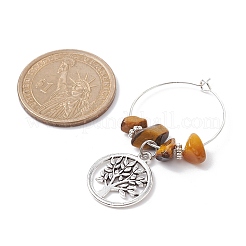 12Pcs Flat Round with Tree of Life Alloy Pendants Wine Glass Charms Sets&nbsp;AJEW-JO00218