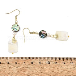 Natural Abalone Shell/Paua Shell & Natural Trochid Shell/Trochus Shell Dangle Earring for Women&nbsp;EJEW-JE07401