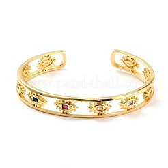 Evil Eye Hollow Carved Cuff Bangle&nbsp;BJEW-D448-03G-RS