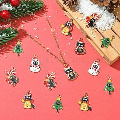 30Pcs 5 Styles Christmas Cat Theme Alloy Enamel Pendants&nbsp;ENAM-CJ0006-53